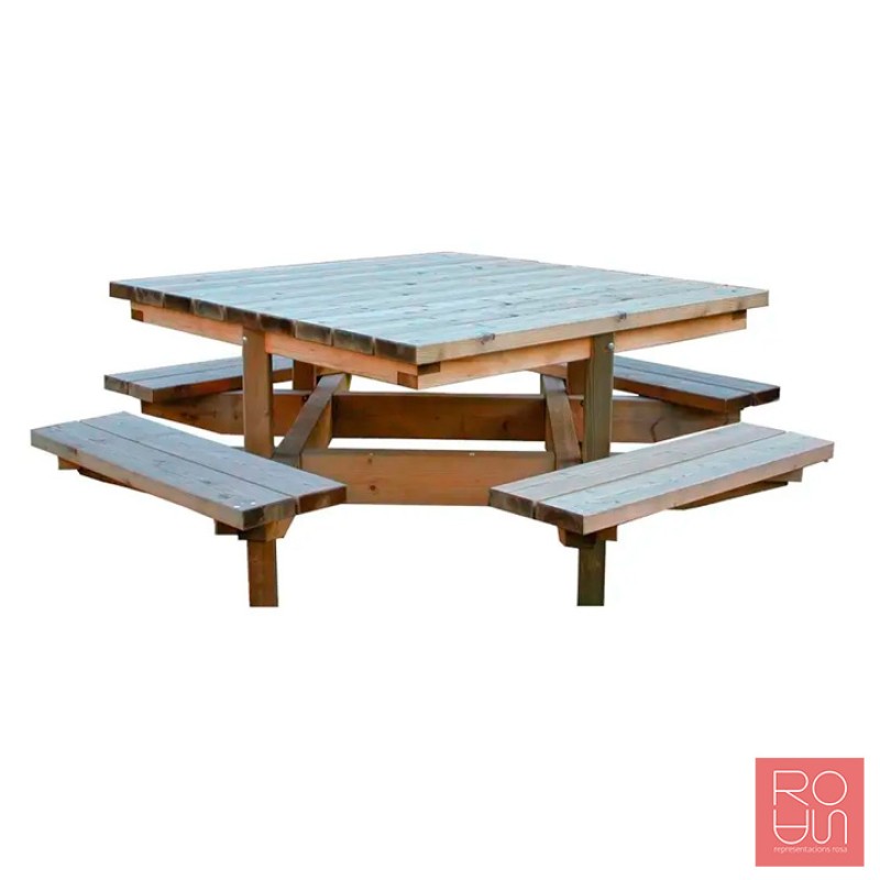 Taula de Pícnic Quadrada Dublin | Fusta Natural Exterior